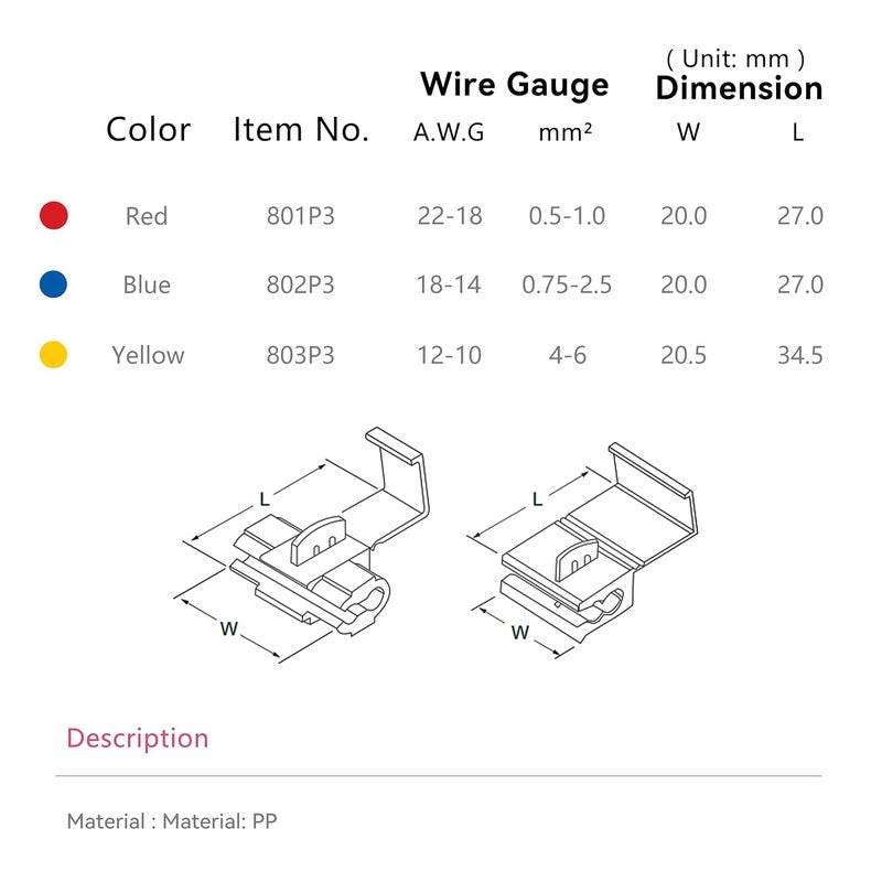 HK-S 100PCS Blue Quick Splice Wire Connectors 16-14 AWG | IDC Solderless Snap Lock Crimp Terminal | Self-Stripping Insulated Electrical Splice Connector for Automotive, Marine & DIY Wiring - Image 3